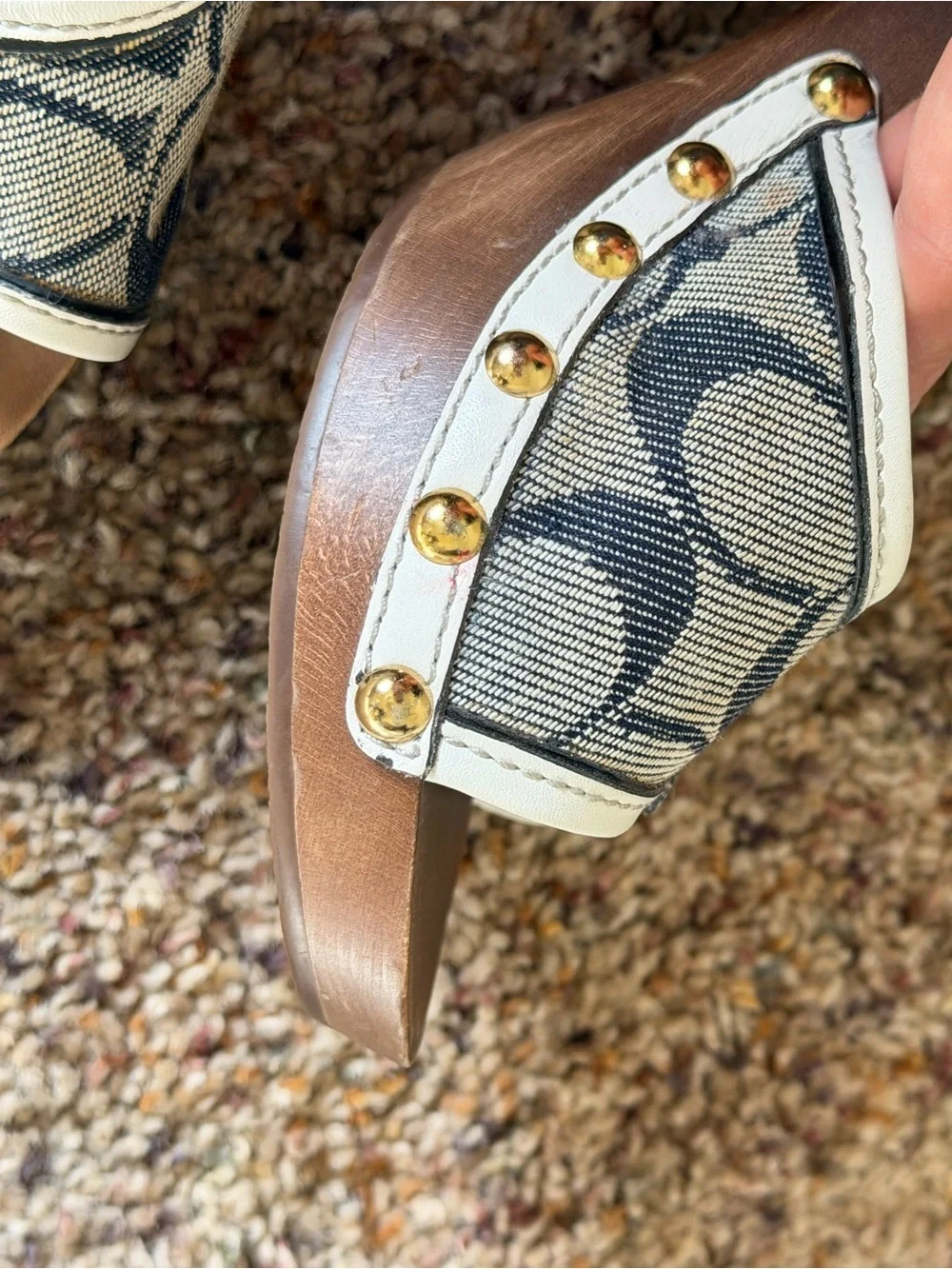 Coach Aeryn Canvas Heels with Gold Turnlock
